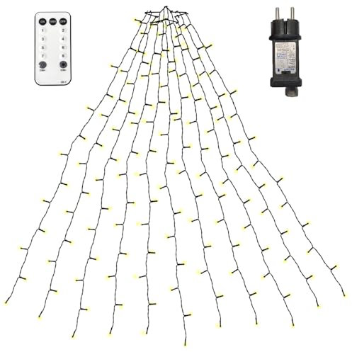 NLNEY Weihnachtsbaum Lichterkette, 2M 400LEDs 20 Stränge Christbaumbeleuchtung mit Sternenring, 8 Modi Weihnachtslichter Innen Außen Dekor für Weihnachtsbaums
