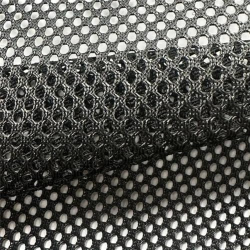 Dickes Netz-Polyestergewebe, atmungsaktiv, grobes Netz, geeignet für Bürostühle und Hängematten, 150 cm breit, Meterware, schwarz, 91 cm (vorgeschnitten)