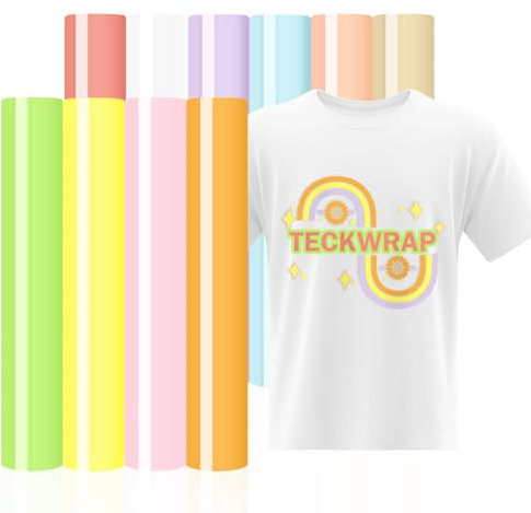TECKWRAP Pastel Iron on Vinyl Boho Heat Transfer Vinyl Sheets 12 x 12 10 Assorted Neutral Tone HTV Vinyl for Clothing,T-Shirts,Logo,Fabric