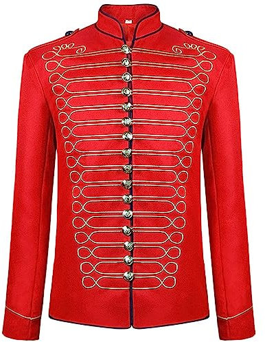 Amxleh Mittelalter Kleidung Herren Mittelalter Steampunk Jacke Gothic Mantel Renaissance Retro viktorianische Hof Stickerei Mantel Mittelalterliches Vintage Dampf Schlagzeuger Kostüm für Herren
