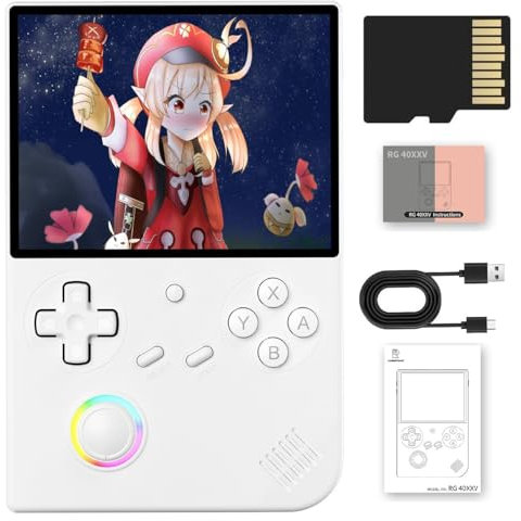 Voacle RG40XXV Console de Jeu Portable rétro, écran IPS de 4,0, système Linux, Carte TF 64 Go intégrée, Jeux 5528, Sortie TV HDMI, 5G, WiFi, Bluetooth 4.2 (Blanc)
