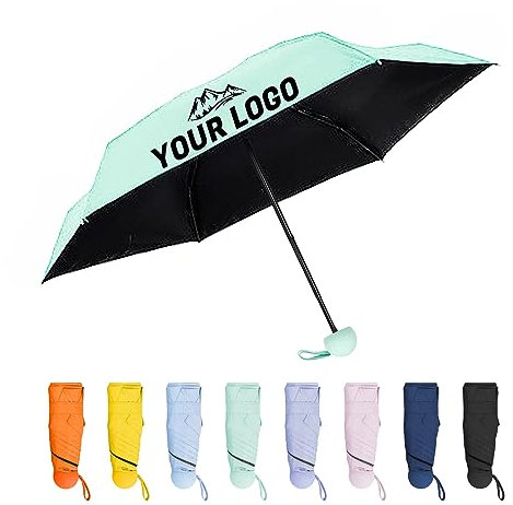 TopTie Benutzerdefinierter Mini-Reiseschirm, fügen Sie Ihr Namenslogo auf dem kompakten Regenschirm für Sonne und Regen hinzu