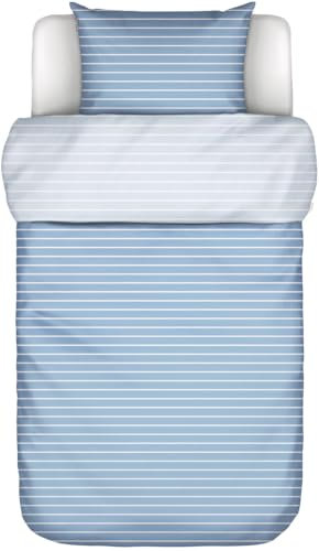 Marc O' Polo Baumwolltwill-Bettwäsche-Garnitur Thyra Farbe Denim Blue Größe 135x200+80x80