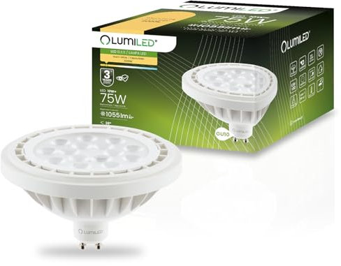 Lumiled LED-Leuchtmittel ES111 GU10 Fassung Spot Strahler Spannung 230V 10W (Entspricht 75 Watt) Warmweiß 3000K 38 Grad Abstrahlwinkel weiß 1055 Lumen Ra>90