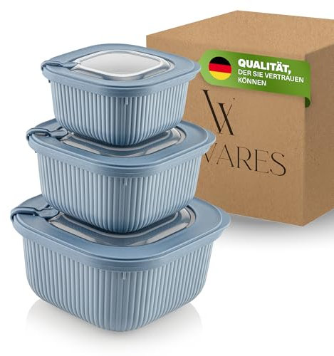 Viwares Frischhaltedosen im 3er Set mit transparentem Ventildeckel, Aufbewahrungsbehälter, Küche, stapelbar, BPA-frei, Kunststoff, Mikrowellen/Kühlschrankgeeignet, 3 Größen (600ml/1100ml/1800ml)