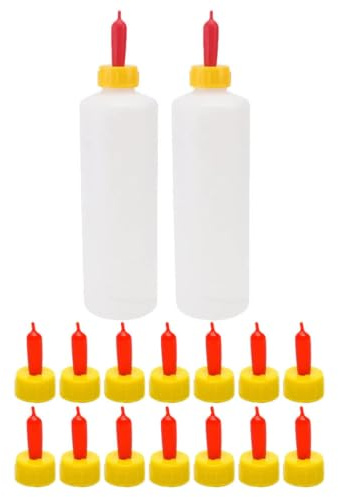 Didiseaon Lamb Feeding Bottles for Young Livestock with 400ml Large Capacity Plastic Milk Bottles and Replaceable Pacifiers, Comfortable to Hold Design for Small Farm Animals Feeding