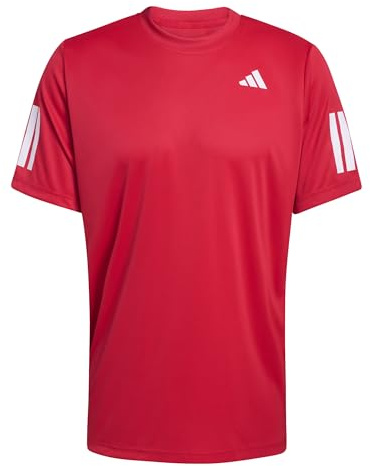adidas Men's Club Tennis Climacool 3-Stripes T-Shirt, Pure Ruby, XXL