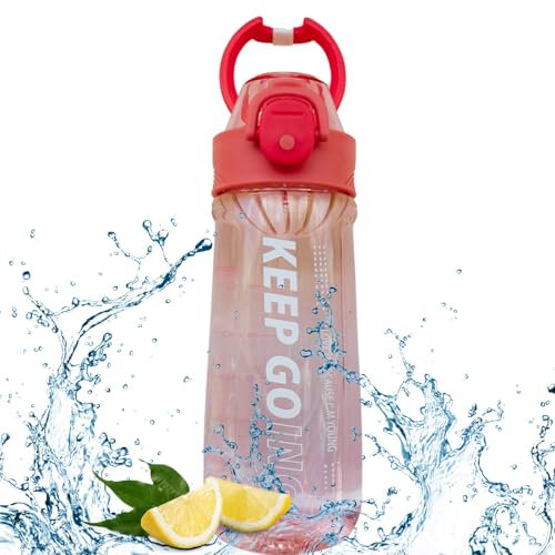 CHICHOUSE Borraccia sportiva con Infusore, Bottiglia d'acqua 650 ml, Borraccia a prova di perdite Trasparente, Borraccia palestra, per sport, ciclismo, ufficio, campeggio, viaggio, outdoor. (Rosa)