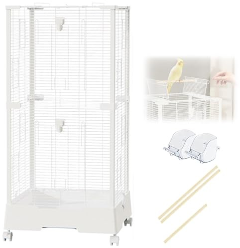 38 Zoll Vogelkäfig Wellensittich Mit Rollständer, Groß Wellensittichkäfig Mit Offenem Dach, Vogelbauer Vogelvoliere Für Papageien, Kanarienvogel(4pcs)