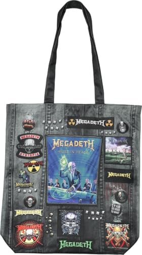 Rocksax Megadeth Battle Canvas Tote Bag – Rust in Peace Graphic Tote Bags for Men & Women – Rock Band Collectible Reusable Cloth Bag with Handles – 40 x 40 cm