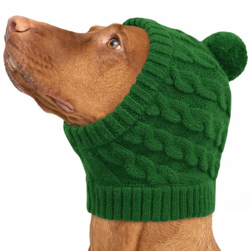 CITÉTOILE Weihnachtsmütze Hund Bommel Strickmütze für Hunde Grün XXL | Weicher Hundeohrenwärmer, Warme Santa Hundemütz für Kleine Große Hunde & Katzen, Ideal für Weihnachten & Festtage