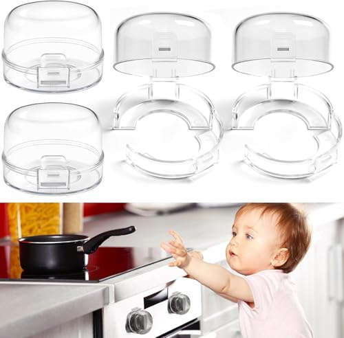 4 Pcs Cache-Boutons de Cuisinière, Couverture de Bouton pour Cuisinière | Bloc de Protection pour Sécurité de Enfants, Protection pour Cuisinière à Gaz (Montage Sans Démontage du Bouton)