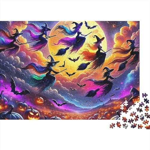 1000 Teile Hexennacht Papier Puzzle für Erwachsene Pädagogisches Dickes Papier Halloween Puzzeln zur Wanddeko & Entspannung 70x50cm/1000pcs