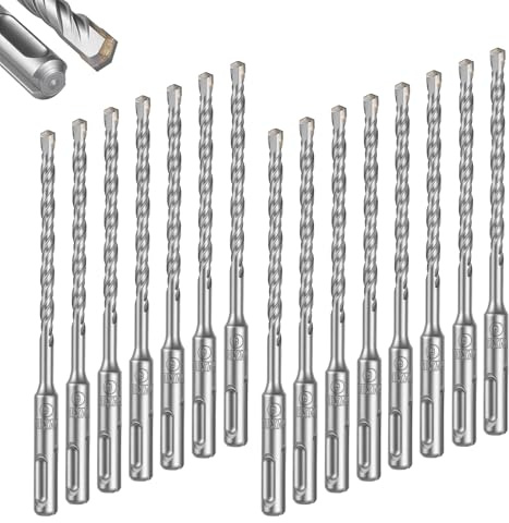 GEINXURN SDS-Plus Bohrer Set 6mm x 160mm, 15-tlg. Hammerbohrer, Betonbohrer mit Gerader Hartmetallschneide und Doppelwendel für Mauerwerk, Stein, Stahlbeton, Naturstein, Ziegel