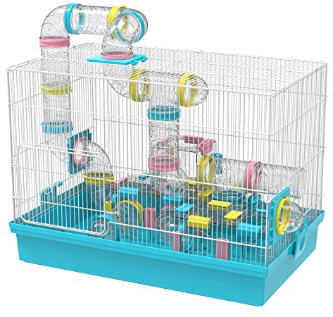 Großer Hamsterkäfig zum Selbermachen, 50,8 x 30,5 x 38,1 cm, mit komplettem Tunnelrohr-Modul, Spielzeug für Rennmäuse, Zwergmäuse (blau)