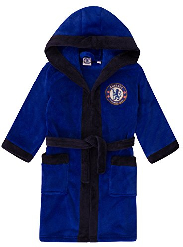 Chelsea FC - Jungen Fleece-Bademantel mit Kapuze - Offizielles Merchandise - Geschenk für Fußballfans - 9-10 Jahre