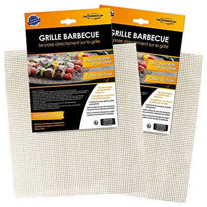 Lot de 2 grilles barbecue rectangulaires découpables et lavables - Durandal Selection