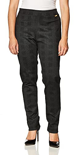 Calvin Klein Damen Pull on Stretch Pants (Standard and Plus) Hose, Business/Leger, Cropped Glen Plaid, X-Klein