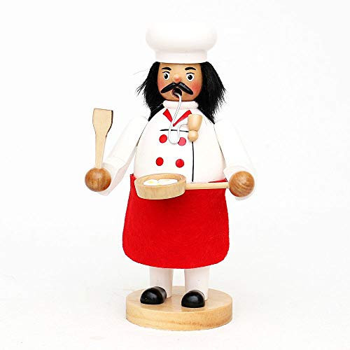 Wichtelstube-Kollektion Holz Räuchermann Räuchermännchen Räucherfigur Koch mit roter Schürze 11 x 9 x 20 cm