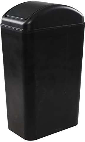 Ucake 14 Litre Black Office Bedroom Plastic Trash Swing Bin, Waste Wastepaper Bin Dustbin, 1 Pack