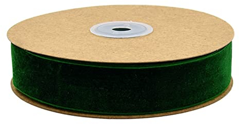 Egurs Samtband 10 Meter/Rollen 25mm Dekoband Geschenkband aus Samt Schleifenband zum Deko Zierborte Borte Band Schmuckband DIY Crafts Dekoration Samtborte Grün 25mm