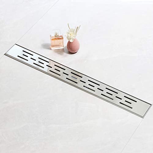 SaniteModar Duschrinne 60cm, Vergitterter Duschrinne Extra Flach mit Siphon Geruchsstop und Haarfilter, Badezimmer Duschablauf Komplettset