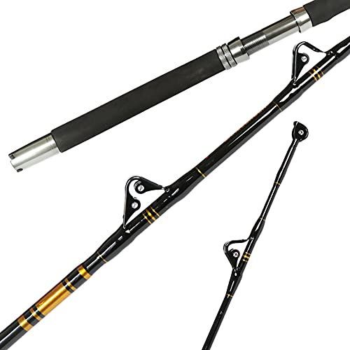 Fiblink 1 Stück/2 Stück Salzwasser Offshore Heavy Schlepprute Big Game Roller Rute konventionelle Bootsangeln Angelrute mit Rollenführungen, 1-teilig, 80-120lb