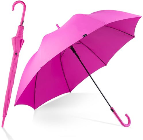 RUMBRELLA Hot Pink Golf Umbrellas 50IN Large Oversize Windproof,Auto Open Umbrella for Men and Women