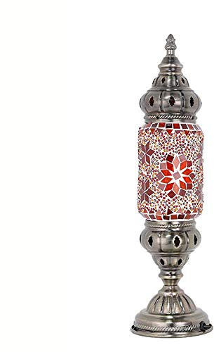 Yjmgrowing Turkish Handmade Mosaic Glass Table Lamp Moroccan Bohemia Tiffany Style Vintage Romantic Desk Light for Bedroom Living Room Cafe Decorative Night Light, 110-240V,A