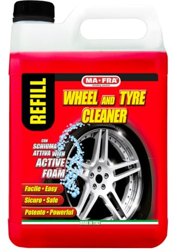 Ma-Fra, Pulitore Cerchi e Gomme, Deterge e Sgrassa Gli Pneumatici delle Auto, Ideale per Rinnovare Cerchi e Gomme, Utilizzabile con Schiuma o Senza Schiuma, Formato 4500ml