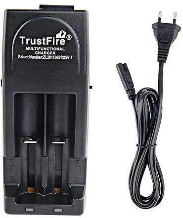 TrustFire TR-001 18650 14500 16340 Lithium-Batterieladegerät AC/DC mit 2 Ladeschächten, 3,0 V und 4,2 V für Li-Ionen-Akkus IMR LiFePO4 10430 10440 17670 18500 18350, Schwarz