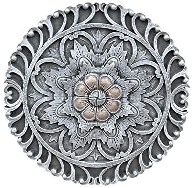 Stone and Style Wandrelief Mandala rund Seerose frostfest massiver Steinguss ⌀ 33 cm