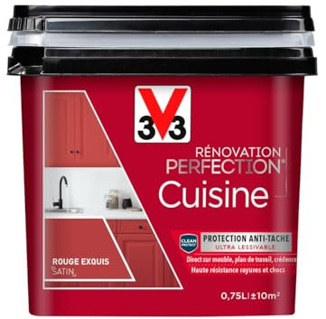 V33 Peinture de rénovation cuisine, Rénovation perfection Rouge exquis satin 750ml