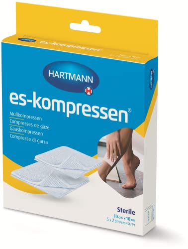 ES-KOMPRESSEN: Sterile Mullkompressen zur Wundreinigung & Wundabdeckung, sowie zum Auftragen von Salben; 10 x 10 cm, 2 Stk.