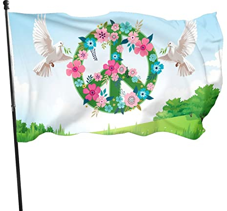 Fahnen und Flaggen Flagge Peace Frieden Flagge Peace Love Fahne Frieden Flagge Frieden und Freiheit Weltfrieden Flagge Gartenflagge Peace Flagge Friedenstaube 90x150 cm Friedensflagge Taube