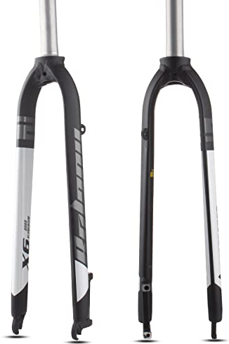 BOLANY Fourche VTT en Alliage D'Aluminium 1-1/8Tube Droit sans Filetage Fourche Avant de Superlight 26/27.5/29Pouces Frein À Disque Rigide Vélo en Accessoires De Vélo (Noir et Blanc, 26/27.5Pouces)