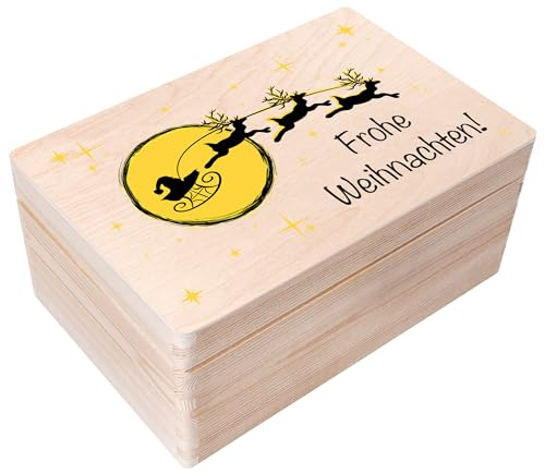 Creative Deco Weihnachtsgeschenke Personalisiert Holzkiste Santa Schlitten | Wunschtext Weihnachten Geschenke | Dein Eigener Wünsche Text Individuelle Geschenk | Weihnachtsdeko | Für Frauen, Männer