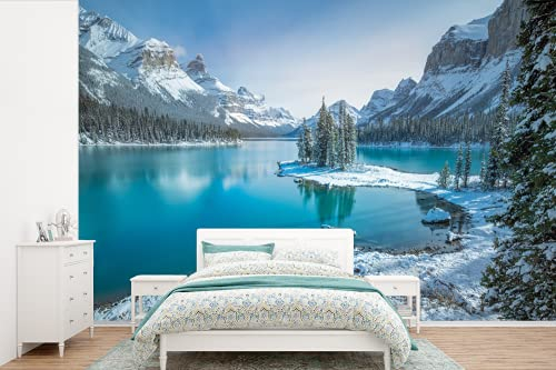 Selbstklebend Tapete Wandpapier Wandaufkleber Fototapete Tapeten Wanddeko 360x240 cm Landschaft - Schnee - Winter - Wasser - Berg