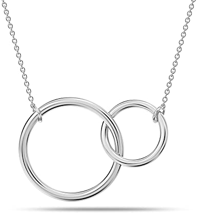 LeCalla 925 Sterling Silber Unendlichkeits-Mutter- und Tochter-Doppelkreis-Halskette, ineinandergreifender Unendlichkeitsanhänger für Frauen und Teenager
