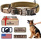 OEBEESA Taktisches Hundehalsband Verstellbares Militärhalsband:,Nylon K9 Halsbänder mit Griff und robuster Metallschnalle für mittelgroße und große Hunde mit 3 Patches und Airtag Case Halter (M, Camo)