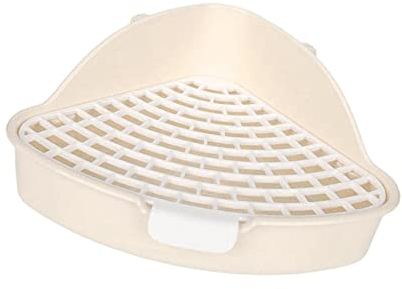 F Fityle Kaninchentoiletten Ecke, Ecktoilette für Kaninchen Klein, Haus Kaninchen Toilette mit Haken, Häschen Eck Toilettenbox für Hamster, Chinchilla, Meerschweinchen, Kaninchen, Beige