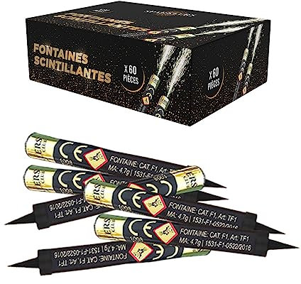Lot de 60 Fontaines à Gateaux Scintillantes durée 60 Secondes pour Gateaux et Bouteilles de Champagne, Bougie lumineuse d'ambiance pour anniversaire 1 Minute - SPARKLERS CLUB®