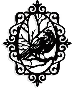 nbeads Raven-Gothic Metall Wanddekoration, Vintage Matte Wand hängende Dekoration Silhouette Wanddekoration für Haus Schlafzimmer Wohnzimmer Garten Hotel Büro Wanddekoration, 24.5x19.5cm