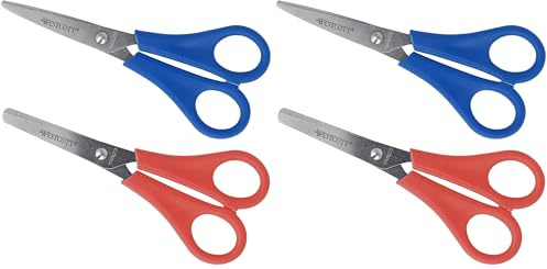 Westcott Kinderschere Rechtshänder 2er Set | Schere mit integrierter 5 cm Skala | Schulschere & Bastelschere 13 cm (5) ideal für Kinderhände | E-2069SET (Packung mit 2)