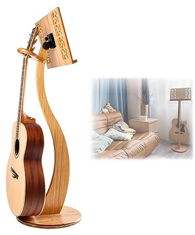 WORDFUN Notenablage Aus Bambus, Stabiler Musik Stativ, Notenpult Gitarre Geeignet, Orchester-Notenpult, Bambus Holz Buchständer, Notenbuchständer, Abnehmbar, Verstellbarer Winkel