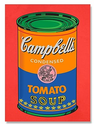 LVTFCO Pop Campbell Canned-Poster, orange-Blaue Tomatensuppe, Leinwand, Wandkunst, Tomatensuppe, Drucke, modernes Gemälde für Zuhause, Wanddekoration, Bild, 50 x 70 cm, ohne Rahmen