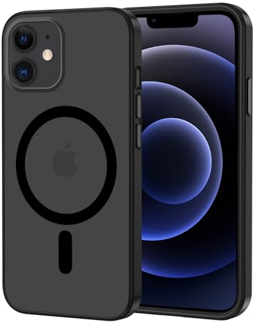 XTCASE für iPhone 12 Mini Hülle Magnetisch kompatibel mit Magsafe, Matt Transluzente Handyhülle für iPhone 12 Mini (5.4) Kratzfeste PC Rückseite + TPU Bumper - Schwarz