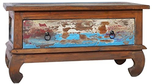 Youuihom Sofatisch, Wohnzimmertisch aus Holz, Stubentisch, Couchtisch 80x50x40 cm Teak Altholz Geeignet für Flure, Wohnzimmer, Schlafzimmer, Arbeitszimmer, Wohnungen