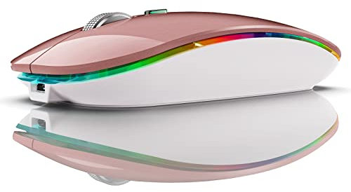 Fonicer Dual Mode Jiggler Mouse for Laptop&Phone - LED Rechargeable Computer Mouse Mover with Undetectable Random Movement and On/Off Button - Rose Gold