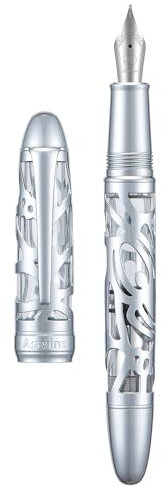 Asvine P80 Kolbenfüllfederhalter, extra feine Feder, Spinnen-Skelett, transparent, Acryl, Stifteetui und Schraubenschlüssel-Set, AP80CEF01